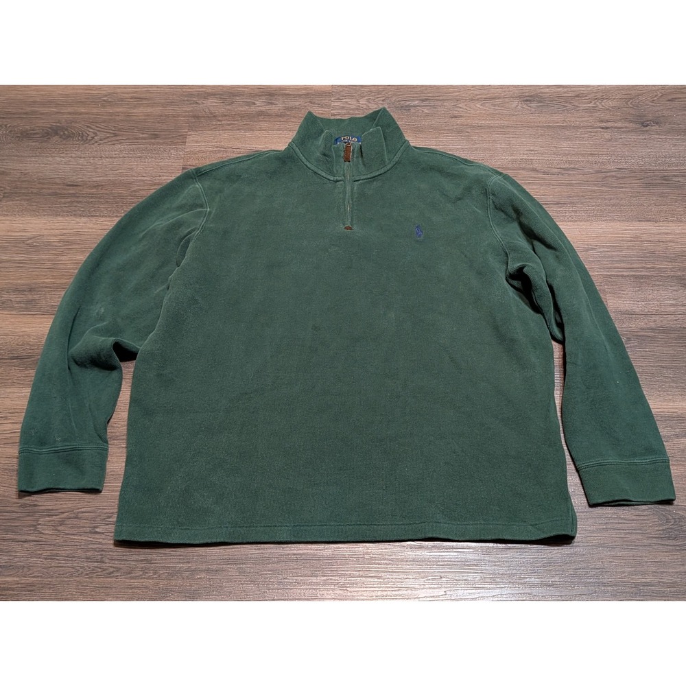 Polo Ralph Lauren Mens XL Forest Green Quarter Zip Pullover Sweater Mock Neck